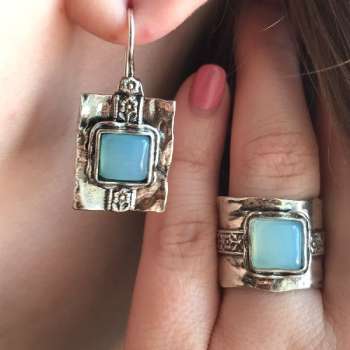 Серебряное кольцо с халцедоном 01R438HL/2