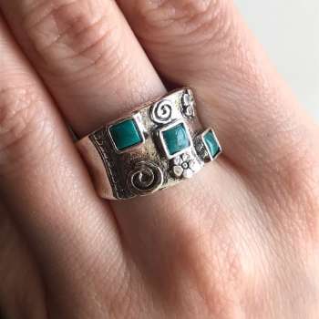 Серебряное кольцо с бирюзой 01R474TQ