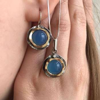 Серебряное колье с халцедоном, куб.цирконом и золотом MVN1312GHL/1