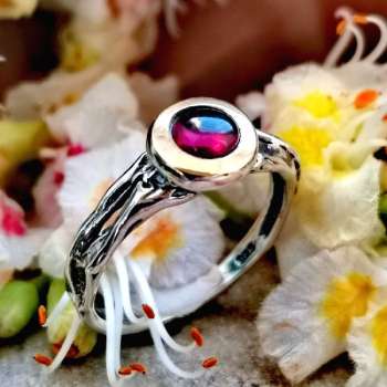 Серебряное кольцо с гранатом и золотом MVR1576GGR