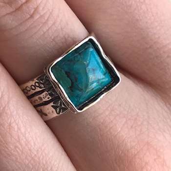 Серебряное кольцо с бирюзой 01R374TQ