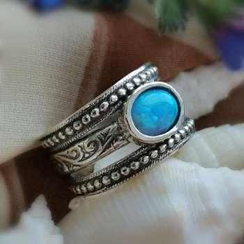Серебряное кольцо с опалом иск. 01R1941OP
