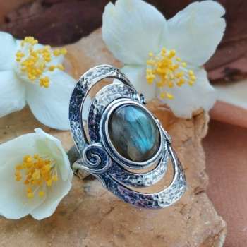 Серебряное кольцо с лабрадором 01R961LB