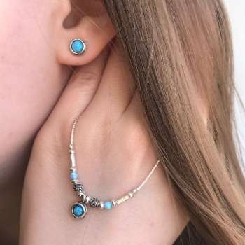 Серебряное колье с опалом иск. 01N2755OP