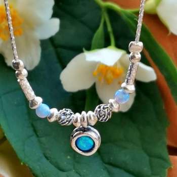 Серебряное колье с опалом иск. 01N2755OP