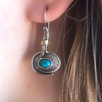 Серебряные серьги с бирюзой и золотом MVE1751GTQ