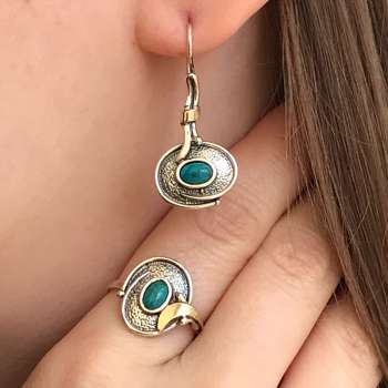 Серебряные серьги с бирюзой и золотом MVE1751GTQ