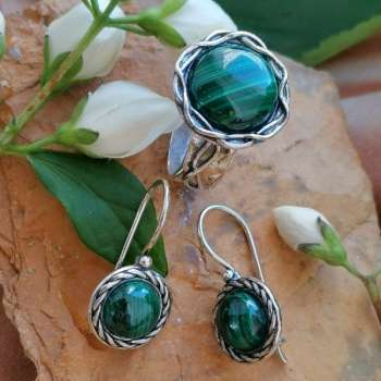 Серебряное кольцо с малахитом 01R2771ML