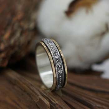 Серебряное кольцо с куб.цирконом и золотом SNR4787GCZ