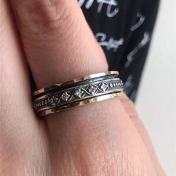 Серебряное кольцо с куб.цирконом и золотом SNR4787GCZ