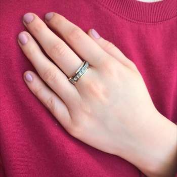 Серебряное кольцо с куб.цирконом и золотом SNR4787GCZ