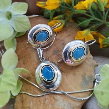 Серебряное колье с халцедоном и золотом MVN1731/1GHL