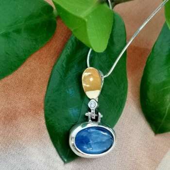Серебряное колье с кианитом, куб.цирконом и золотом MVN1200GKT