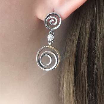 Серебряные серьги с куб.цирконом и золотом MVE954GCZ