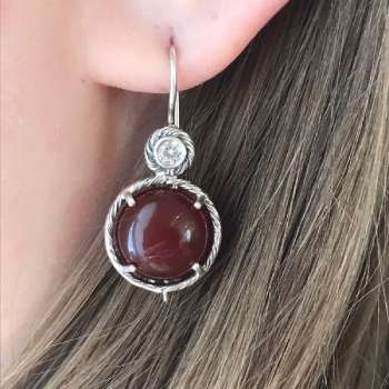 Серебряные серьги с сердоликом и куб.цирконом MVE501SR