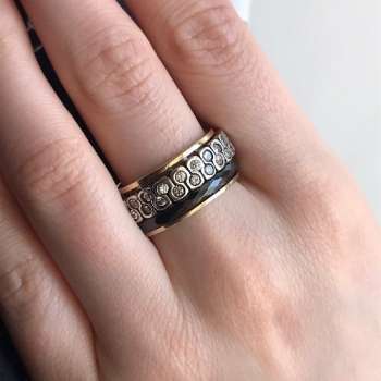 Серебряное кольцо с шпинелем, керамикой и золотом SNR3351BCZ