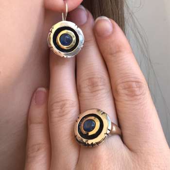 Серебряное кольцо с кианитом и золотом MVR1187GKT