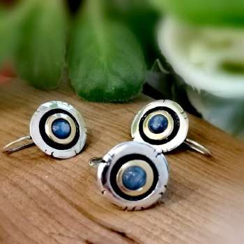 Серебряное кольцо с кианитом и золотом MVR1187GKT