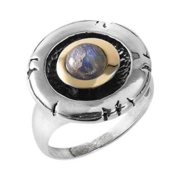 Серебряное кольцо с лабрадором и золотом MVR1187GLB