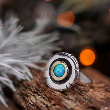 Серебряное кольцо с опалом иск. и золотом MVR1187GOP