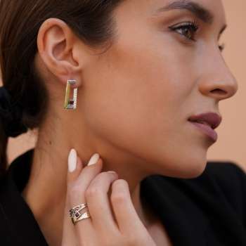 Серебряное кольцо с золотом и гранатом MVR1756GGR
