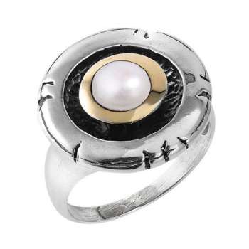 Серебряное кольцо с жемчугом и золотом MVR1187GPL