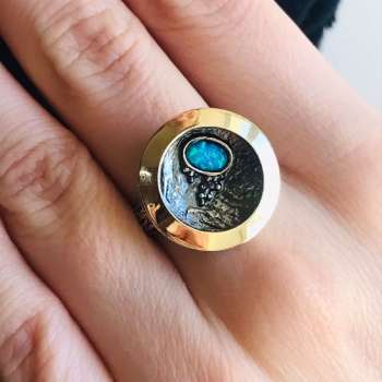 Серебряное кольцо с опалом иск. и золотом MVR1595GOP