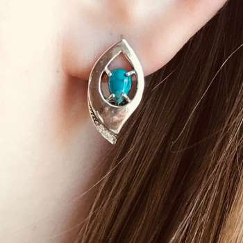 Серебряные серьги с бирюзой и куб.цирконом MVE1629TQ