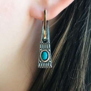 Серебряные серьги с бирюзой и золотом MVE1108GTQ