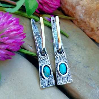 Серебряные серьги с бирюзой и золотом MVE1108GTQ