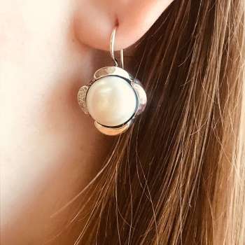 Серебряные серьги с жемчугом и куб.цирконом MVE1584PL