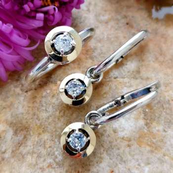 Серебряное кольцо с куб.цирконом и золотом MVR1868GCZ