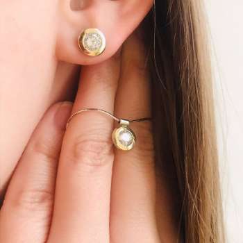 Серебряные серьги с куб.цирконом и золотом MVE1576GCZ