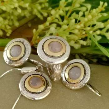 Серебряные серьги с розовым кварцем и золотом MVE1408GQZ