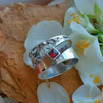 Серебряное кольцо с золотом и гранатом MVR1756GGR