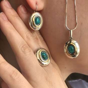 Серебряное колье с бирюзой и золотом MVN1731GTQ