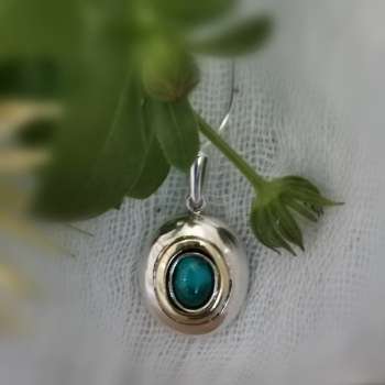 Серебряное колье с бирюзой и золотом MVN1731GTQ