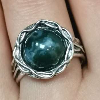 Серебряное кольцо с моховым агатом 01R2771AG