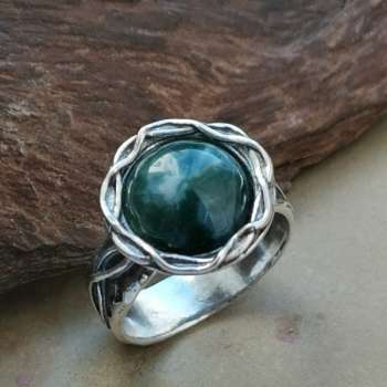 Серебряное кольцо с моховым агатом 01R2771AG