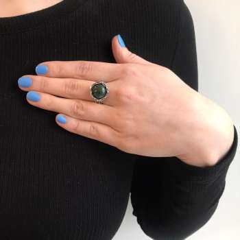 Серебряное кольцо с моховым агатом 01R2771AG