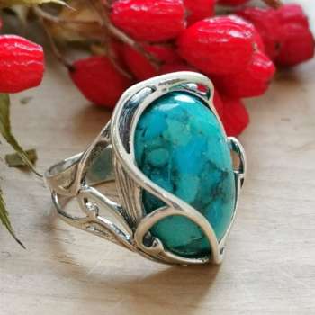 Серебряное кольцо с бирюзой 01R957TQ