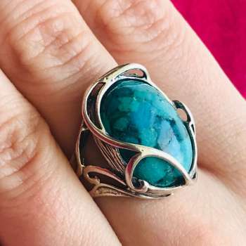 Серебряное кольцо с бирюзой 01R957TQ