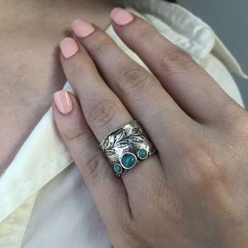 Серебряное кольцо с бирюзой 01R1231TQ