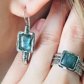 Серебряные серьги с лабрадором 01E596LB
