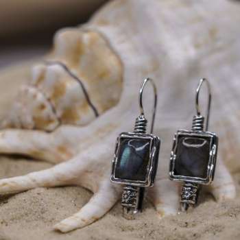 Серебряные серьги с лабрадором 01E596LB