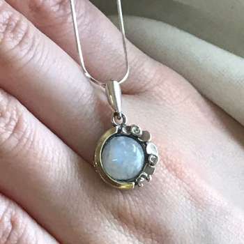 Серебряное колье с лунным камнем, куб.цирконом и золотом MVN1536GMS