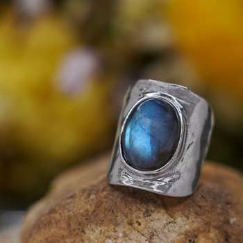 Серебряное кольцо с лабрадором 01R2714LB