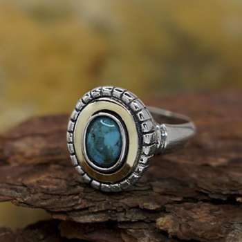Серебряное кольцо с бирюзой и золотом MVR1681GTQ