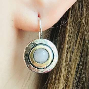 Серебряные серьги с розовым кварцем и золотом MVE1408GQZ