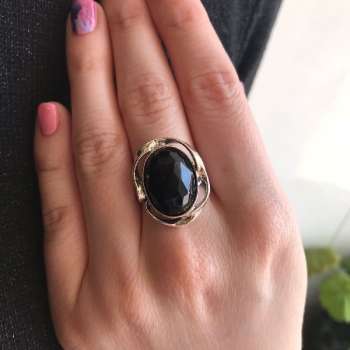 Серебряное кольцо с ониксом 01R897ON
